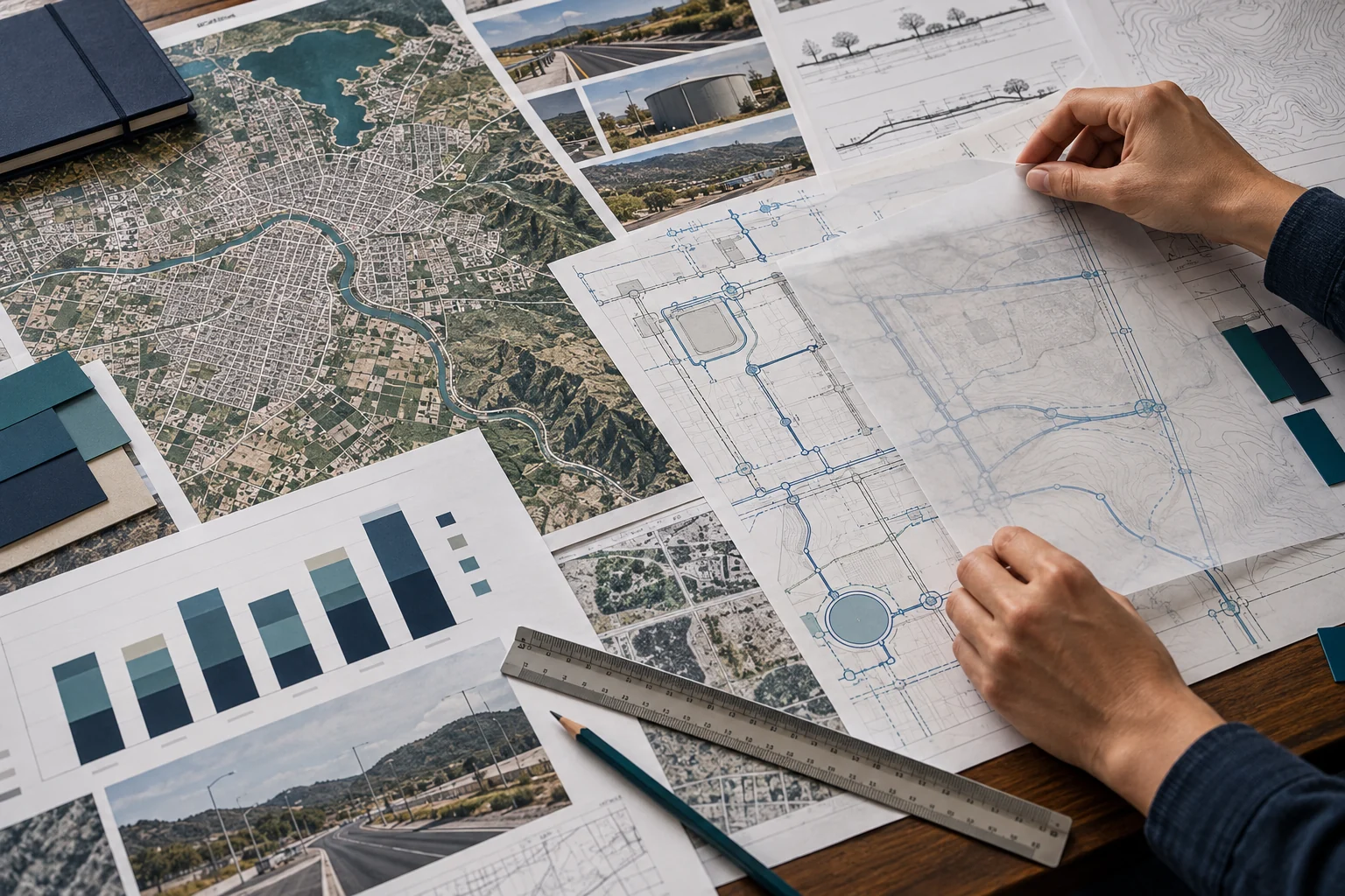 Análisis de planos de infraestructura, mapa territorial y presupuesto